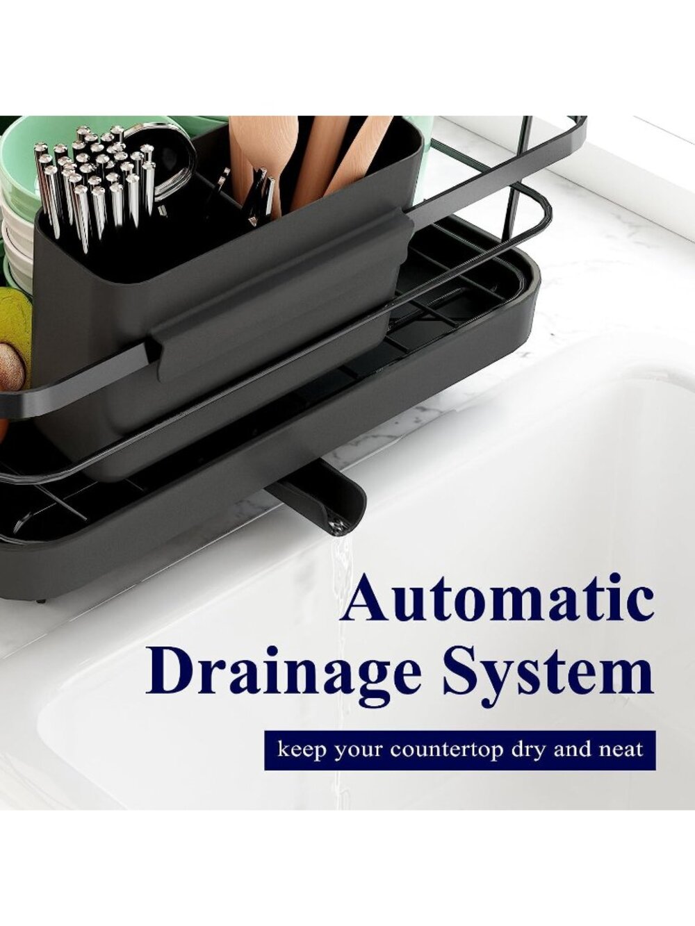 Kitchen Kitsure Dish Drying Rack Space-Saving Dish Rack, Dish Racks for Counter - Picture 3 of 7